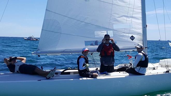 Second place podium finish at the Western Australia Etchells State Championships © Bronwen Hemmings